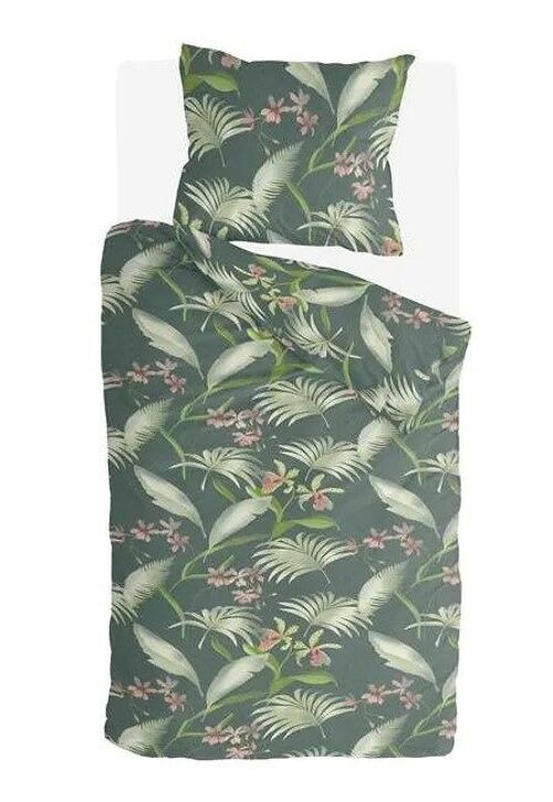 Byrklund 'Greens & Flowers' cotton duvet covers - 140x220+20cm