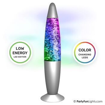 PartyFunLights - GlitterLamp Multi-Color LED - technologie économe en énergie - change de couleur - hauteur 34cm - adaptateur inclus 2