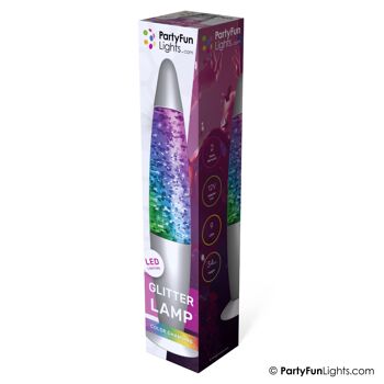 PartyFunLights - GlitterLamp Multi-Color LED - technologie économe en énergie - change de couleur - hauteur 34cm - adaptateur inclus 3