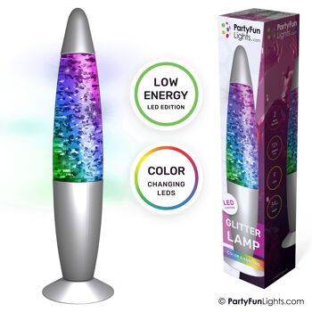 GlitterLamp Multi-Color LED - technologie économe en énergie - change de couleur - hauteur 34 cm - incl. adaptateur 4
