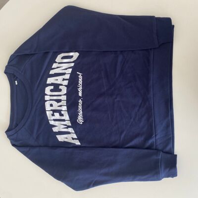 Marineblaues Sweatshirt mit U-Boot-Ausschnitt Americano S