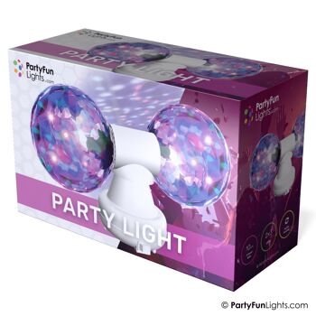 PartyFunLights - Boules Disco Rotatives Doubles - facettes - LED multicolore - blanc 3