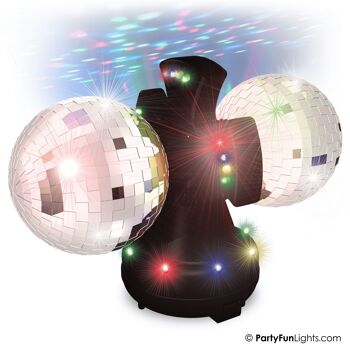 Lampe disco - double boule à facettes - rotative - LED 6