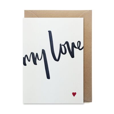 Luxuriöse Buchdruckkarte „My Love“.