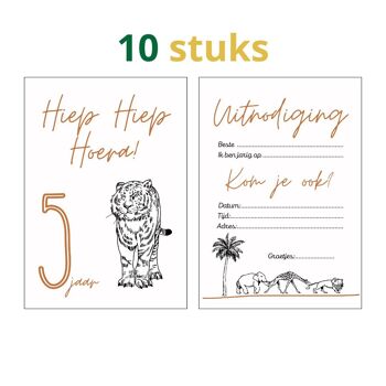 Cartes d'invitation fête d'enfants | cartes d'âge jungle cinq ans 1