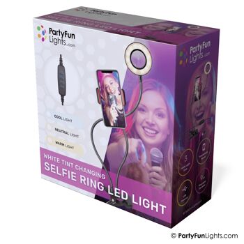 Lampe annulaire selfie avec pince flexible - LED - avec support téléphone - USB - diamètre 9 cm 3