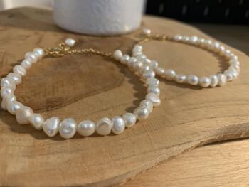 Bracelet perles d'eau douce doré 4