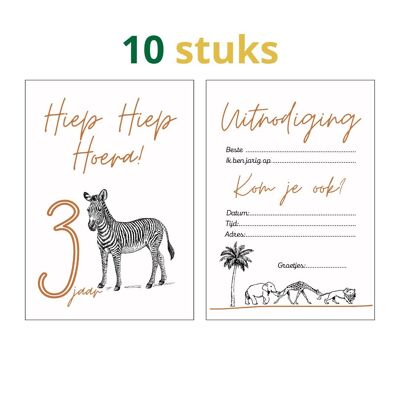 Children's party invitation cards | age cards jungle three years