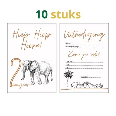 Children's party invitation cards | age cards jungle two years
