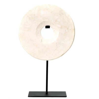 El disco de mármol en el soporte - Blanco - L