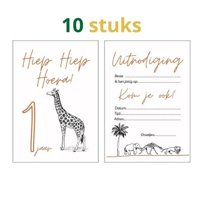 Cartes d'invitation fête d'enfants | cartes d'âge jungle un an