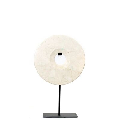 El disco de mármol en el soporte - Blanco - M