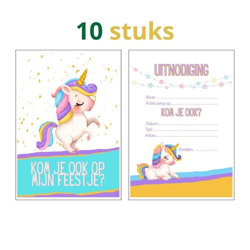 Uitnodigingskaarten kinderfeestje unicorn