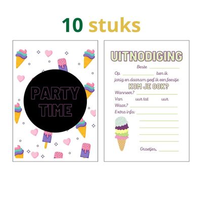 Invitation cards children's party ice creams