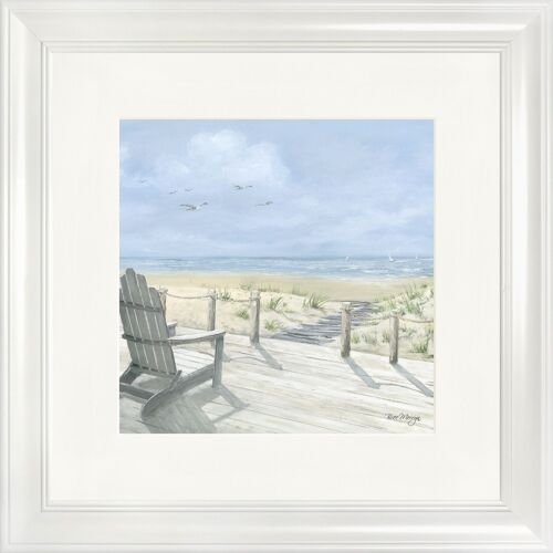 Sandy Stroll Classic Framed Print - White