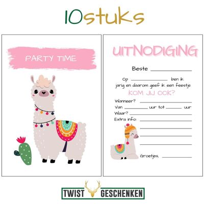 Children's party invitation cards | alpaca