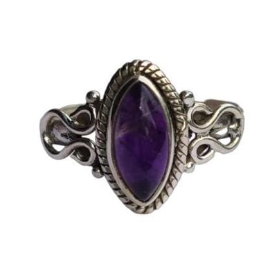 Atractivo anillo de plata hecho a mano con amatista púrpura natural 925