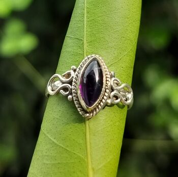 Jolie bague faite à la main en argent 925 avec améthyste violette naturelle 2