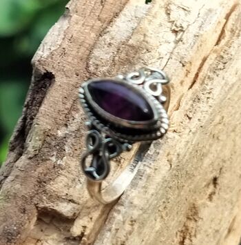 Jolie bague faite à la main en argent 925 avec améthyste violette naturelle 5