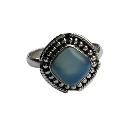 Genuine Aqua Blue Chalcedony Beautiful 925 Silver Handmade Ring