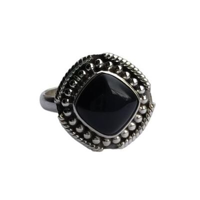 Schwarzer Onyx Dezember Stein Vintage 925 Sterling Silber handgefertigter Ring