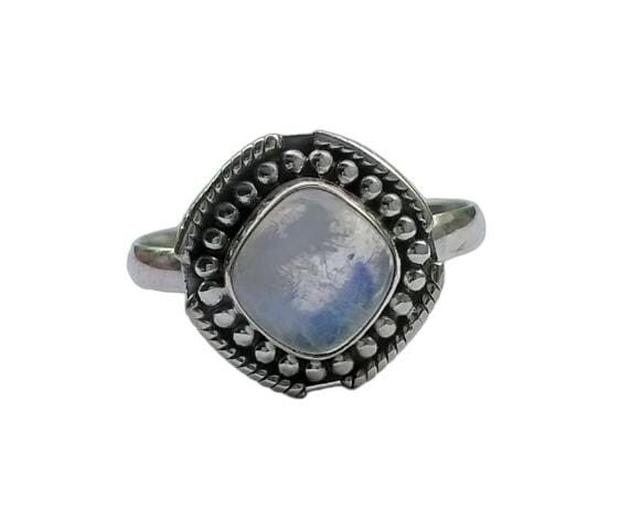 Anello fatto a mano in argento sterling 925 con pietra di luna arcobaleno appariscente naturale