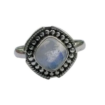 Anello fatto a mano in argento sterling 925 con pietra di luna arcobaleno appariscente naturale