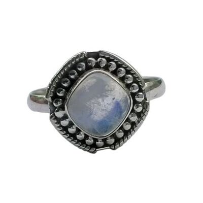 Natural Flashy Rainbow Moonstone Cushion Cut 925 Sterling Silver Handmade Ring