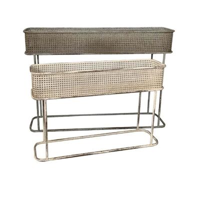 MACETERO SET 2 METAL 100X22X70 ENVEJECIDO GRIS MC206185