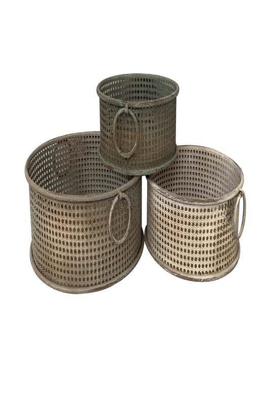 CESTINO SET 3 METALLO 43X42X17 INVECCHIATO MULTICOLOR MC206187