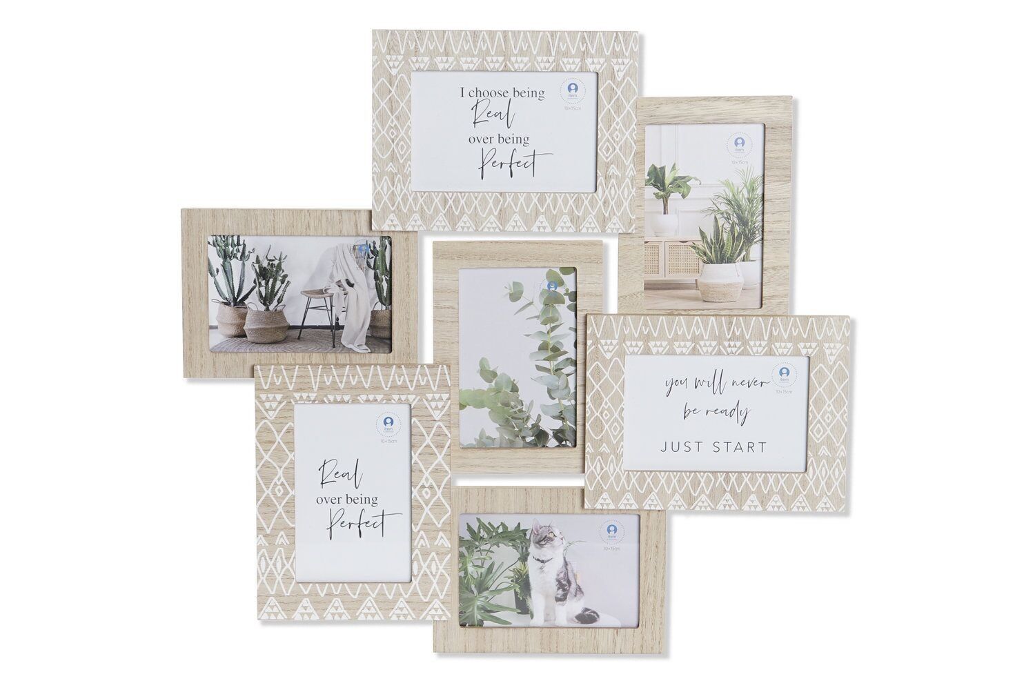 MDF GLASS MULTI-PHOTO FRAME 50.5X1.8X48 7 PHOTOS MF202370