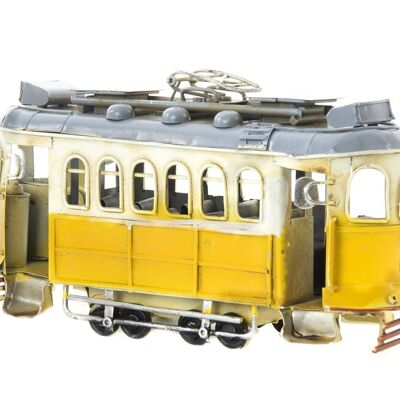 METAL DECORATION VEHICLE 20X7X12 YELLOW TRAM MO97400