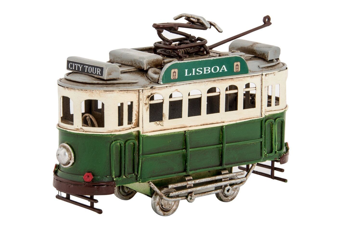 DECORAZIONE VEICOLO METALLO 14X4X8 VERDE TRAM MO131625