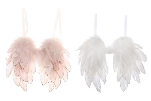 Pink Feather Angel Wing Christmas Ornament