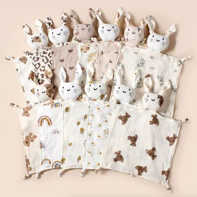 Baby cuddle cloth | sleeping cloth | rabbit | various prints | 30x30cm