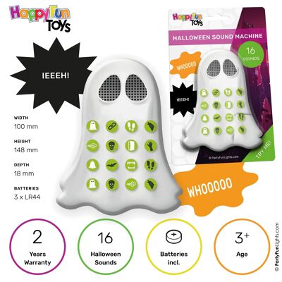 HappyFunToys - Halloween Sound Machine avec 16 sons - avec 3 piles LR44