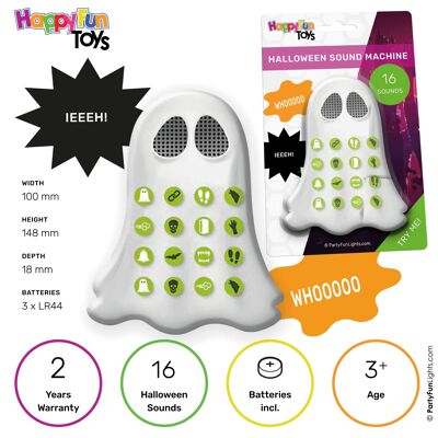 HappyFunToys - Halloween Sound Machine with 16 sounds - including 3x LR44 batteries
