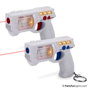 HappyFunToys - Deux porte-clés pistolet laser - Laser de classe 2 - Pistolet laser - Y compris 6 piles LR44 2