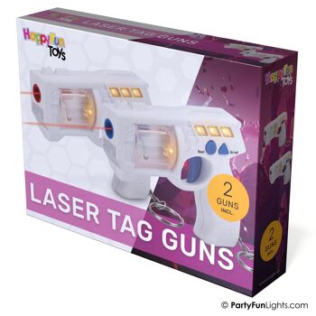 HappyFunToys - Deux porte-clés pistolet laser - Laser de classe 2 - Pistolet laser - Y compris 6 piles LR44 3