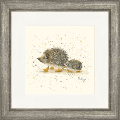 Hedgie Hike Classic Framed Print - Dark Wood