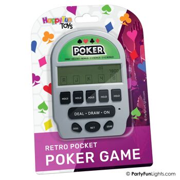HappyFunToys - Jeu de poche Electronic Retro Poker 5-en-1 - jeu de voyage - jeu de cartes - jeu de poche 3