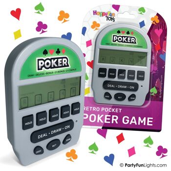 HappyFunToys - Jeu de poche Electronic Retro Poker 5-en-1 - jeu de voyage - jeu de cartes - jeu de poche 4