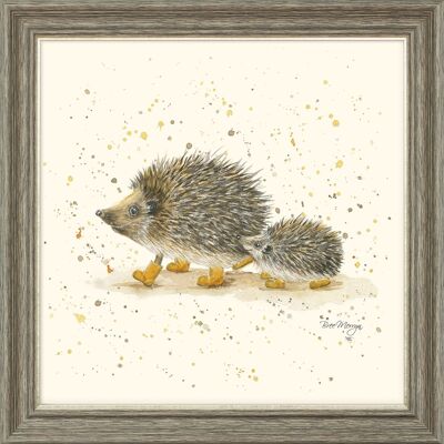 Hedgie Hike Midi Framed Print - Walnut