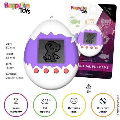 HappyFunToys - Juego electrónico de mascotas con 32 animales - incluye 2 pilas LR44
