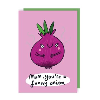 Paquet de 6 cartes de fête des mères drôles d'oignon 1