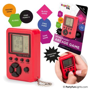 HappyFunToys - Retro Pocket Arcade Game - avec 26 jeux - 99 niveaux - rétro -comprend 2 piles LR44 - jeu de poche - jeu de voyage 4