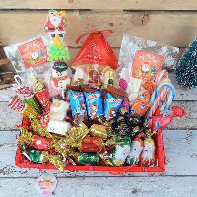Basket of Christmas sweets and chocolates
