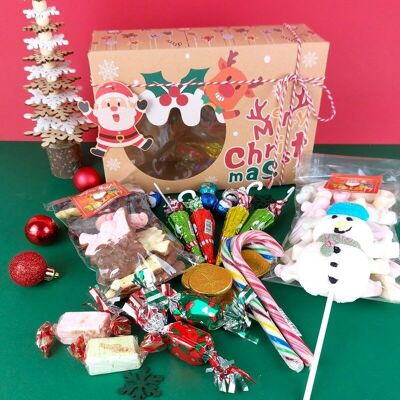 Schachtel Pralinen und Weihnachtssüßigkeiten