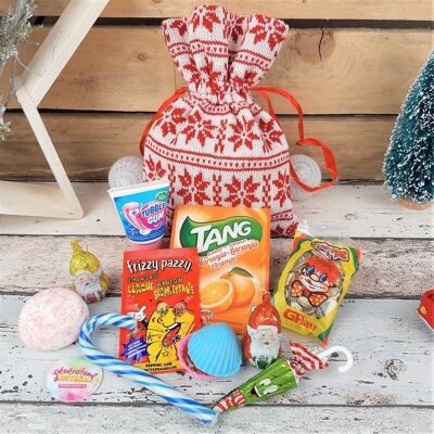Christmas bag filled with retro candies