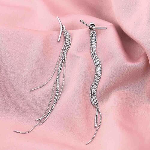 Boucles d'oreille acier minimaliste chaînes 0323005